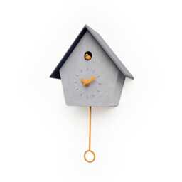Modern Cuckoo Clock, Minimalist Wall Scandinavian Home Decor, Concrete Texture Clock - thumbnail 3