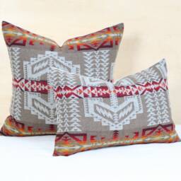 Khaki Trail Wool Pillow Cover, Tan Southwestern Cover - Made To Order - thumbnail 2