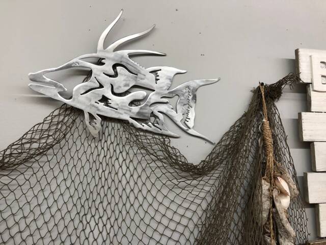 Handmade Hogfish Metal Wall Art, Coastal Home Decor - image 1