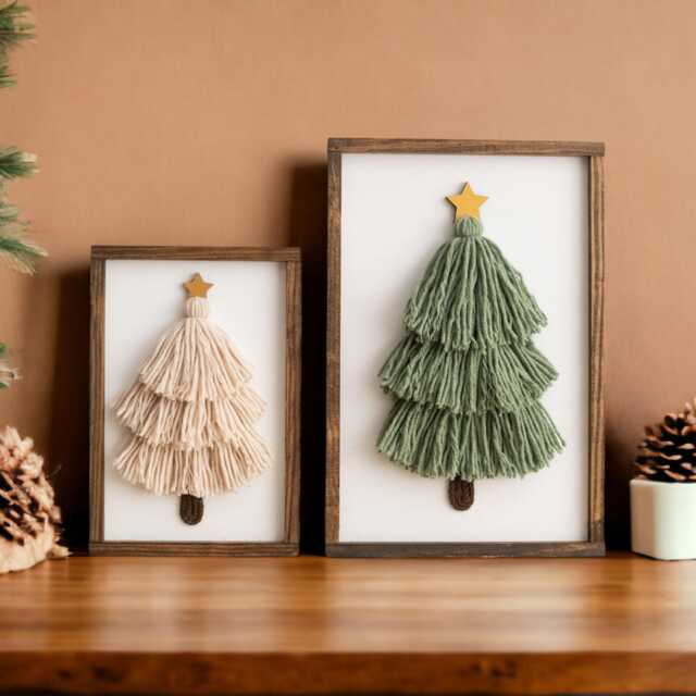 Tassel Christmas Tree Decor, Framed Yarn V23 - image 1