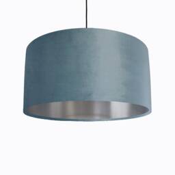 Duck Egg Blue Velvet Lampshade With Silver Lining - thumbnail 1
