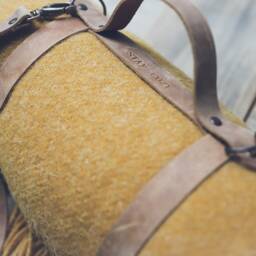 Personalized Wool Throw Blanket With Leather Carrier - thumbnail 2