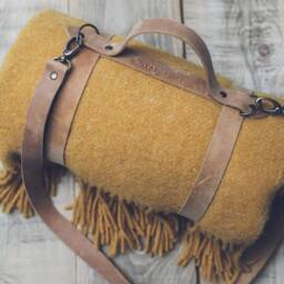Personalized Wool Throw Blanket With Leather Carrier - thumbnail 4