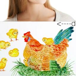 Wall Decal Hen With Chicks, Kitchen Decor, Home D??cor, Hand Painted Decals For Tiles, Walls, Furniture - thumbnail 4