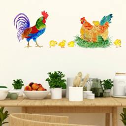 Wall Decal Hen With Chicks, Kitchen Decor, Home D??cor, Hand Painted Decals For Tiles, Walls, Furniture - thumbnail 3