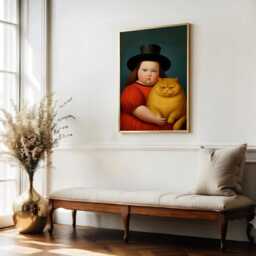 Girl With Grumpy Cat Wall Art - thumbnail 2