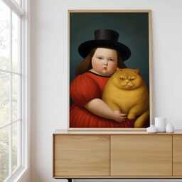 Girl With Grumpy Cat Wall Art - thumbnail 3