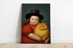 Girl With Grumpy Cat Wall Art - thumbnail 1