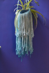 Modern Macrame Plant Hanger Blue Doublemacrame Cotton Boho Planter, Hygge Macrame Plant Holder, Modern Christmas Gift - thumbnail 1