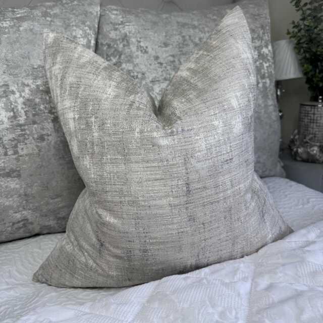 Luxury Sofa Bed Cushion Cover, Modern Natural Beige Pillow Cover With Purple Shade - Double Sided Handmade in UK Contemporary Home Decor - image 1