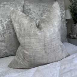 Luxury Sofa Bed Cushion Cover, Modern Natural Beige Pillow Cover With Purple Shade - Double Sided Handmade in UK Contemporary Home Decor - thumbnail 1