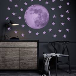 Purple Moon & Stars Watercolor Decal , Removable Wall Sticker Astronaut Space Celestial - Thevinylcreations - thumbnail 2