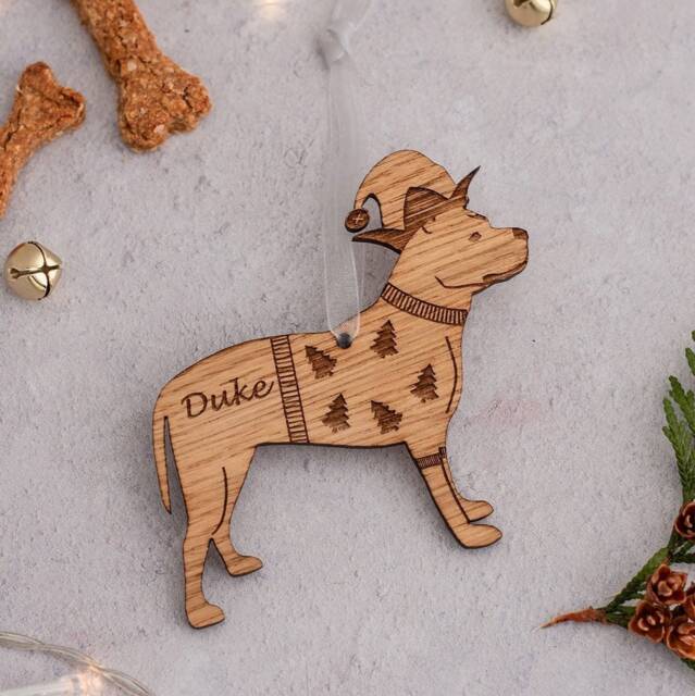 Staffordshire Bull Terrier Personalised Staffy Christmas Ornaments Hanging Dog Dog Tree Decorations Wooden Ornament Name - image 1