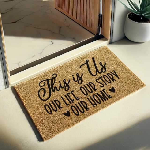 This Is Us Doormat - Our Life, Story, Home Welcome Mat, Personal & Warm Entry Rug, Family Gift, Cozy Front Porch Decor - image 1