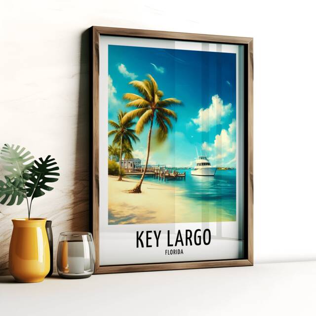 Key Largo Travel Print - Florida Watercolour Poster Design - Wall Artwork Holiday Gifts Home Decor Art Gift Usa Painting - image 1