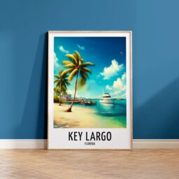 Key Largo Travel Print - Florida Watercolour Poster Design - Wall Artwork Holiday Gifts Home Decor Art Gift Usa Painting - thumbnail 2