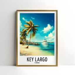 Key Largo Travel Print - Florida Watercolour Poster Design - Wall Artwork Holiday Gifts Home Decor Art Gift Usa Painting - thumbnail 3