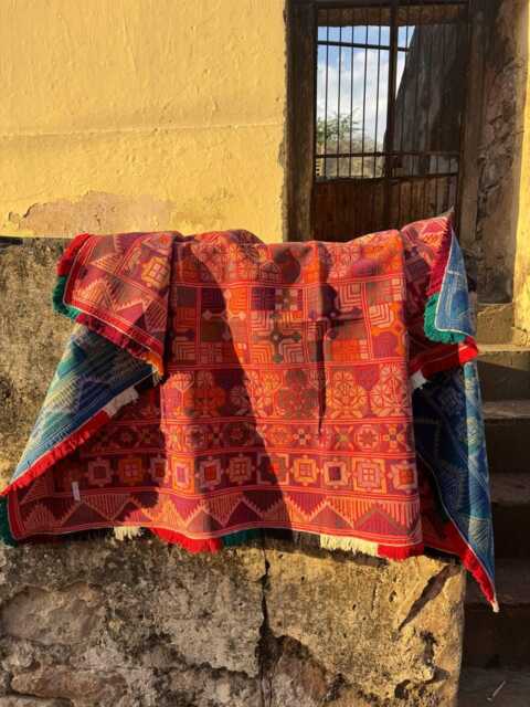 Vintage Kantha Hand Embroidered Throw Carpet Design Unique Artisan Craft - image 1