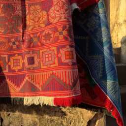 Vintage Kantha Hand Embroidered Throw Carpet Design Unique Artisan Craft - thumbnail 2