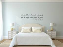 She Is Clothed With Strength & Dignity, She Laughs Without Fear Of The Future. Proverbs 3125 Wall Decal - thumbnail 1