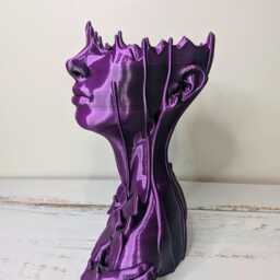 Dripgirl Melting Face Plant Pot - Abstract Female Bust Planter Purple Surreal Head Vase Gothic Succulent Unique Room Decor - thumbnail 2