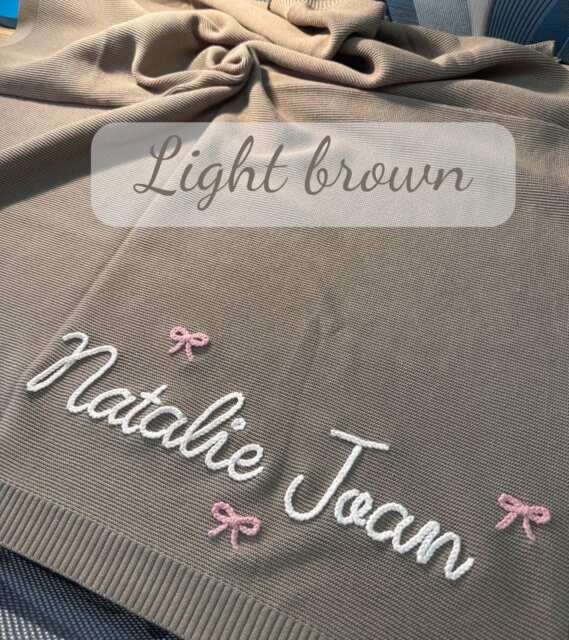 Hand Embroidered Baby Blanket, Personalized Cotton Knit, Shower Gift - image 1