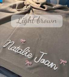 Hand Embroidered Baby Blanket, Personalized Cotton Knit, Shower Gift - thumbnail 1