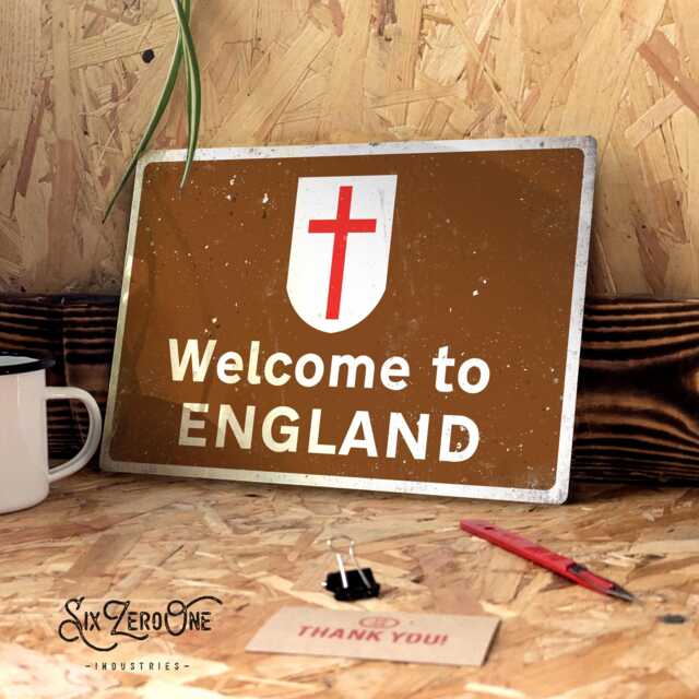 Welcome To England Metal Street Sign - Worn Or Clean Look Available Motorway A74 Swing Low 3 Lion - image 1