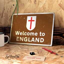 Welcome To England Metal Street Sign - Worn Or Clean Look Available Motorway A74 Swing Low 3 Lion - thumbnail 1