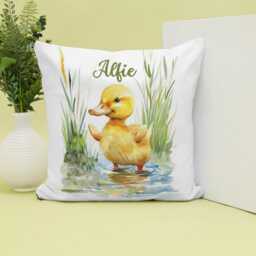 Personalised Baby Duck Cushion Cover - Nursery Decor, Custom Name Pillow - thumbnail 2