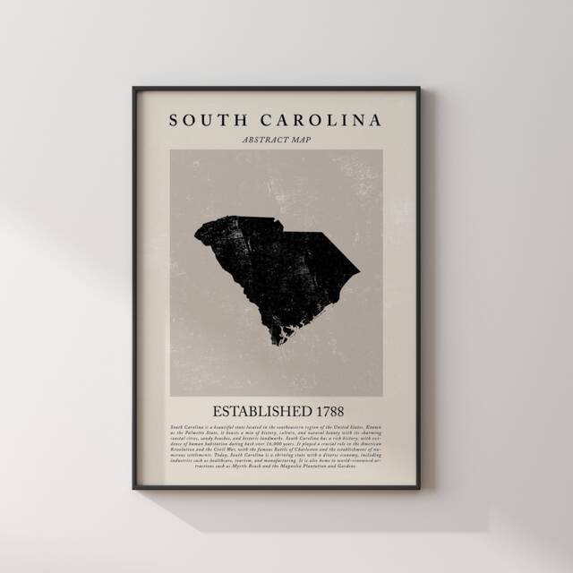 Abstract South Carolina Map Vintage Wall Art Print Us State - United States Of America Usa Travel Poster - image 1