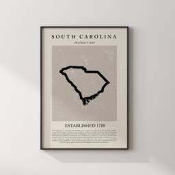 Abstract South Carolina Map Vintage Wall Art Print Us State - United States Of America Usa Travel Poster - thumbnail 3
