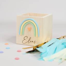 Farewell Gift For A Teacher, Wooden Pencil Cup Rainbow, Box With Name - thumbnail 4