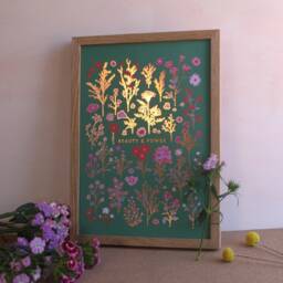 Copper Foil Floral Print - Pressed Wildflower A4 Artwork - thumbnail 2