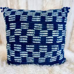 Indigo Blue Mud Cloth Pillow Cover, Vintage Hand Dyed African Fabric - thumbnail 1