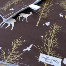 Baby Blanket - Boy Woodland White Minky Shower Gift - thumbnail 3