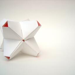 Paper Origami Lamp. White & Orange. 24 Sides. - Polyhedra Luminaria Series - thumbnail 2