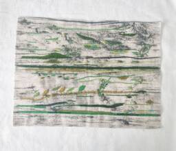 Green Landscape Hand Embroidery Art, Textile Wall Decor - thumbnail 1