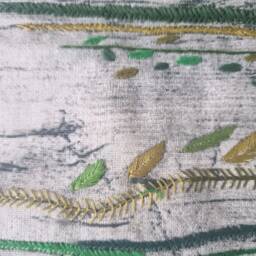 Green Landscape Hand Embroidery Art, Textile Wall Decor - thumbnail 4