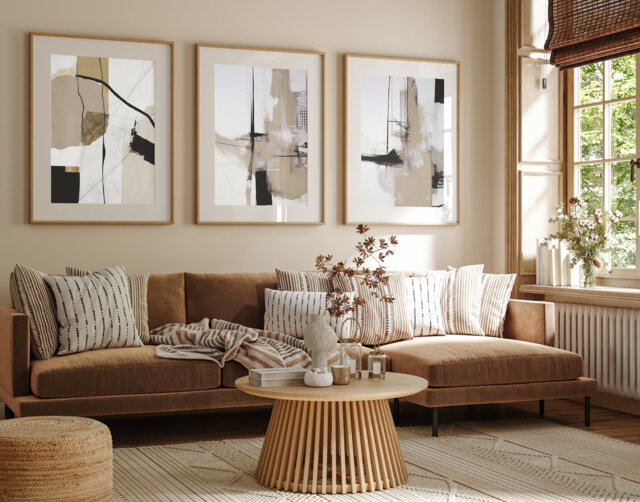 Neutral Abstract Art Prints, Modern Art, Brush Strokes, Line Set Of 3 , A5, A4, A3 A3+ A2 Sizes, Fast Delivery - image 1