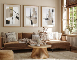 Neutral Abstract Art Prints, Modern Art, Brush Strokes, Line Set Of 3 , A5, A4, A3 A3+ A2 Sizes, Fast Delivery - thumbnail 1