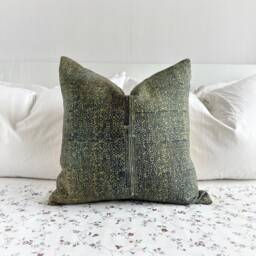 Handmade Hmong Pillow Cover Brown & Blue Boro Design, 18 Inch - thumbnail 2