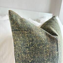 Handmade Hmong Pillow Cover Brown & Blue Boro Design, 18 Inch - thumbnail 3