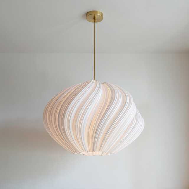 Luxury Seashell Pendant Light With Brass Ceiling Cable Kit - Large Modern Lampshade, Bespoke Designer Lighting - image 1
