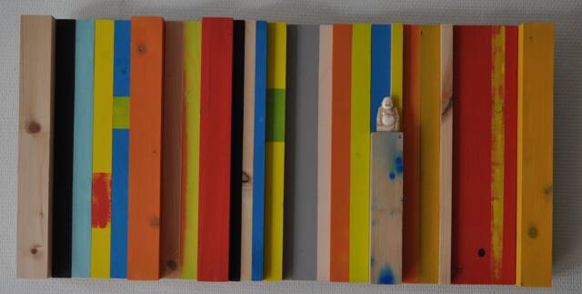 "Reclaimed Scrapwood Wall Art ""Joyous Buddha" - image 1