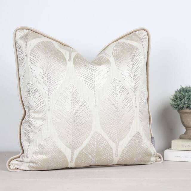 Acacia Oyster Gold Velvet Leaf Cream Cushion/Cover - image 1