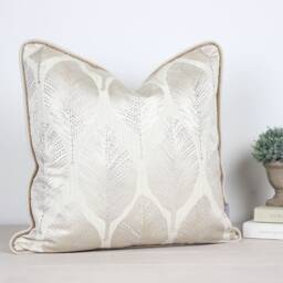 Acacia Oyster Gold Velvet Leaf Cream Cushion/Cover