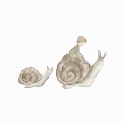 Forest Child & Snails Fabric Wall Stickers. Removable & Reusable. Bianca Pozzi Collection - thumbnail 1