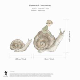 Forest Child & Snails Fabric Wall Stickers. Removable & Reusable. Bianca Pozzi Collection - thumbnail 2