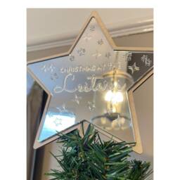 Personalised Christmas Tree Topper - Decoration Mirrored Acrylic Choose From Silver Or Gold Star - thumbnail 2